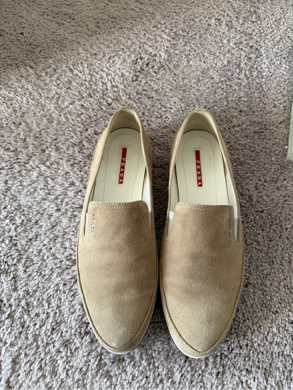 Prada Beige Suede Slip-On Loafers 39 - Picture 5 of 6